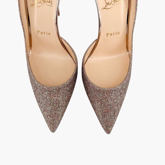 Christian Louboutin Iriza 100 Pumps Size 39 US 9 Glitter Half D'Orsay High Heel - Picture 5 of 15